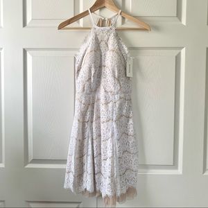 Francesca’s White Lace Halter Neck Dress